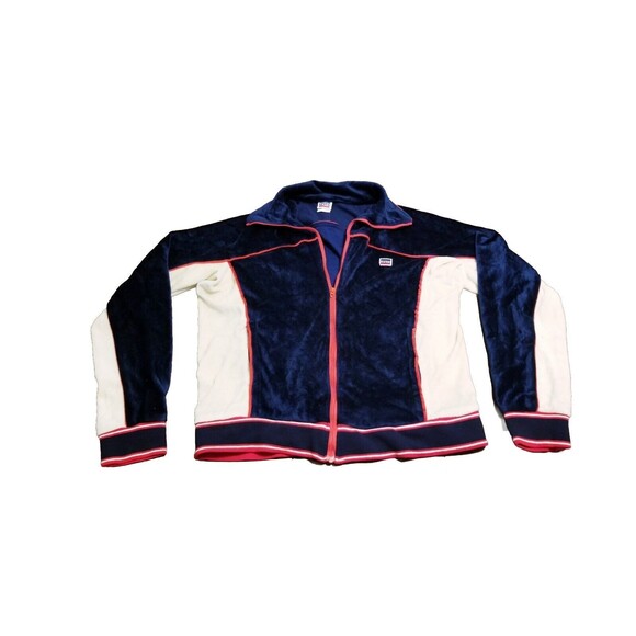 Levi's Track Suit Jacket Size L Vtg 80's Velvet Red Blue Cream Full Zip Olympics